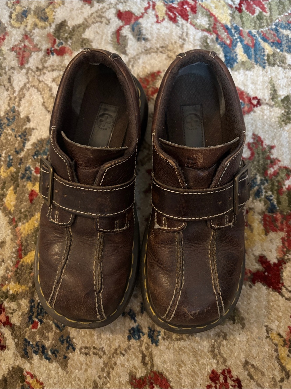 Dr. Martens Women's Dark Brown Leather Platform Mary Jane Buckle Shoes